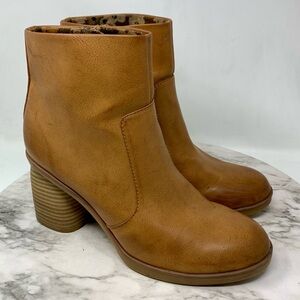 Korks by Kork-Ease Destiny Brown Block Heel Boots 7.5 Comfy Minimalist Classic